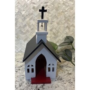Handmade Wooden Country Church Sitter Jesus Sunday Decor Cross Bell‎ Pews Pulpit